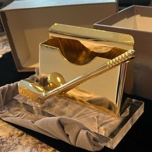Eagle Gold Plated Lucite Golf Ball Business Card Holder Brand New